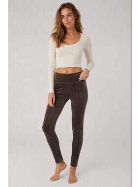 Nude By Urban Outfitters Brown Faux Suede  Minimalist Neutral Small Leggings